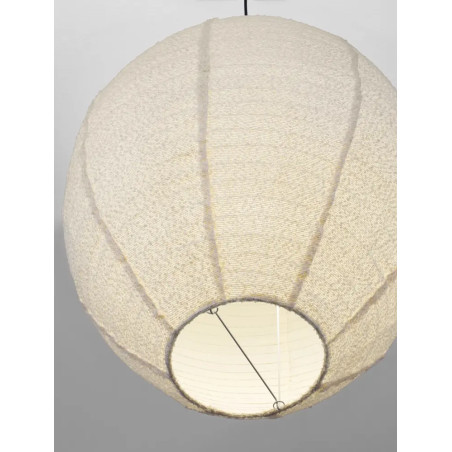 Lampa wisząca japandi - klosz tkanina boucle Fuji 60cm biała