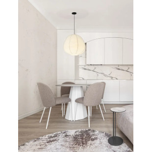 Lampa wisząca japandi - klosz tkanina boucle Fuji II 60cm biała