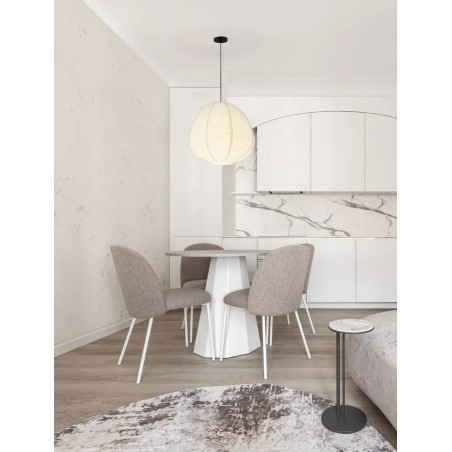 Lampa wisząca japandi - klosz tkanina boucle Fuji II 60cm biała