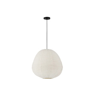 Lampa wisząca japandi - klosz tkanina boucle Fuji II 60cm biała