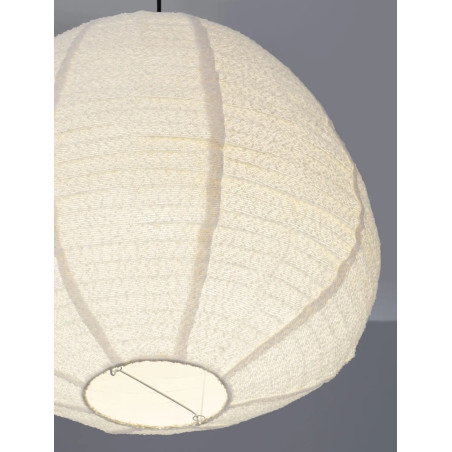 Lampa wisząca japandi - klosz tkanina boucle Fuji II 60cm biała