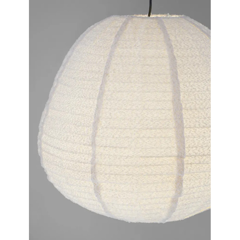 Lampa wisząca japandi - klosz tkanina boucle Fuji II 60cm biała