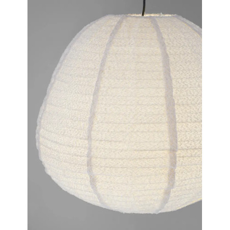 Lampa wisząca japandi - klosz tkanina boucle Fuji II 60cm biała