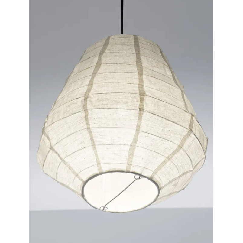 Lampa wisząca japandi z białym lnianym kloszem Kosaka II 36cm