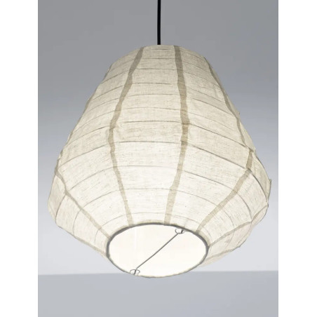 Lampa wisząca japandi z białym lnianym kloszem Kosaka II 36cm