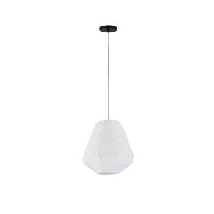 Lampa wisząca japandi z białym lnianym kloszem Kosaka II 36cm