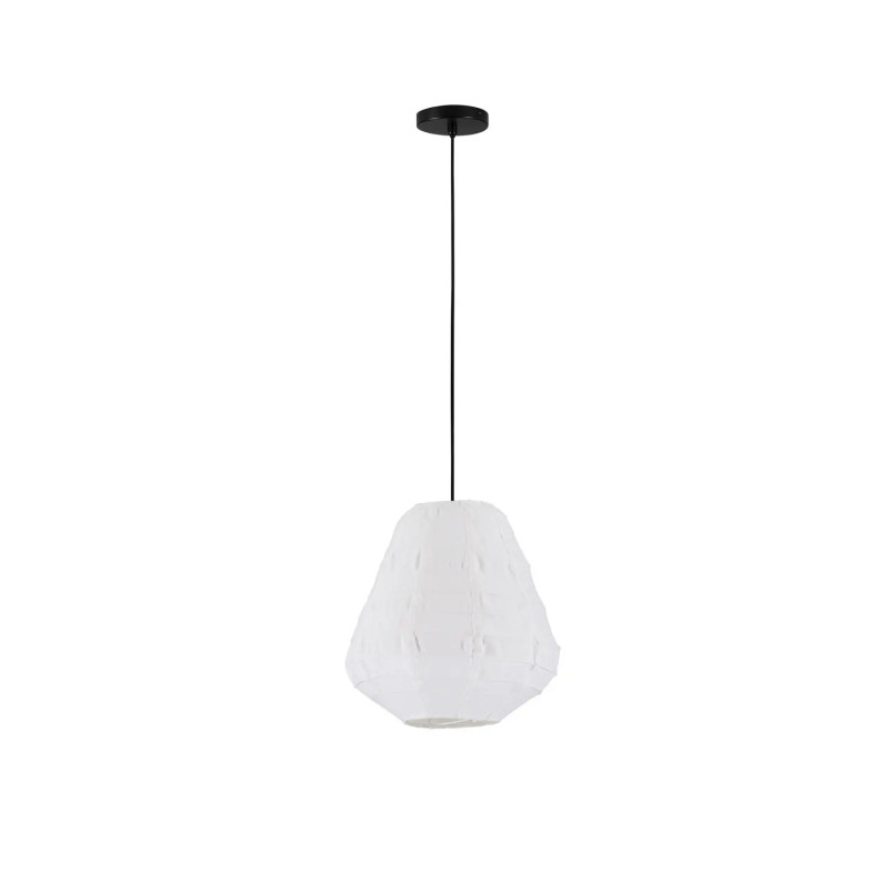 Lampa wisząca japandi z białym lnianym kloszem Kosaka II 36cm