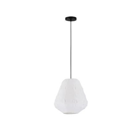 Lampa wisząca japandi z białym lnianym kloszem Kosaka II 36cm