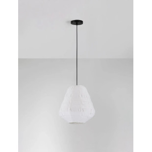 Lampa wisząca japandi z białym lnianym kloszem Kosaka II 36cm
