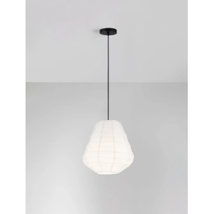 Lampa wisząca japandi z białym lnianym kloszem Kosaka II 36cm