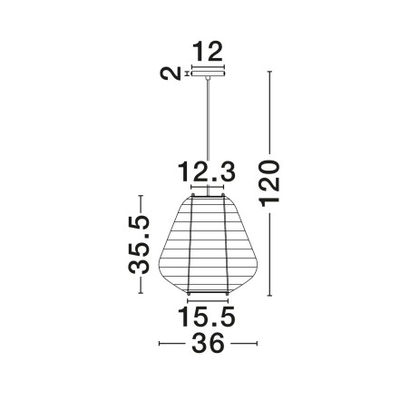 Lampa wisząca japandi z białym lnianym kloszem Kosaka II 36cm