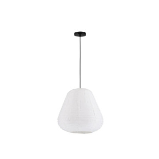 Lampa wisząca japandi z białym lnianym kloszem Kosaka II 50cm