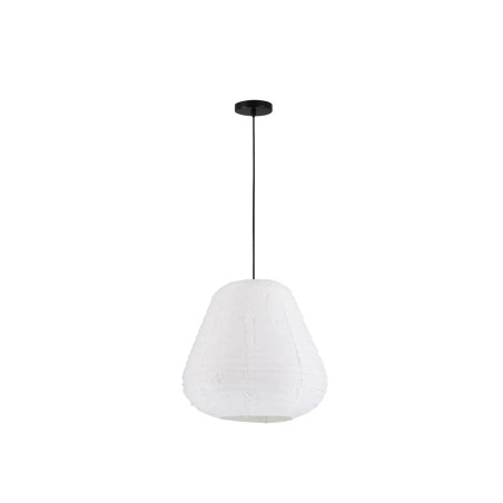 Lampa wisząca japandi z białym lnianym kloszem Kosaka II 50cm