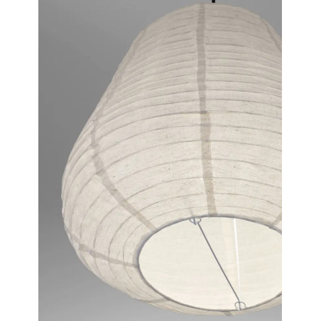 Lampa wisząca japandi z białym lnianym kloszem Kosaka II 50cm