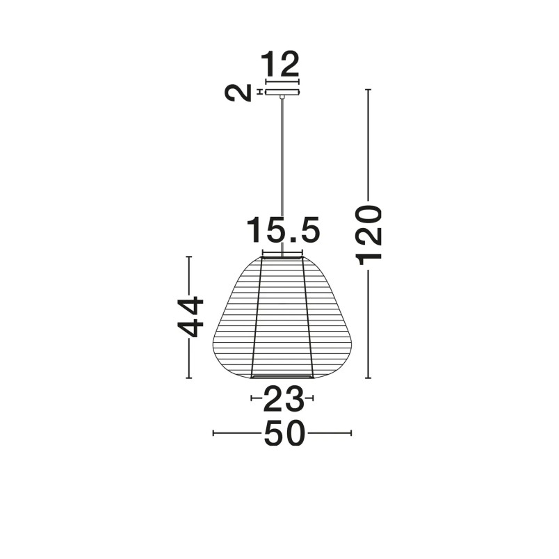 Lampa wisząca japandi z białym lnianym kloszem Kosaka II 50cm