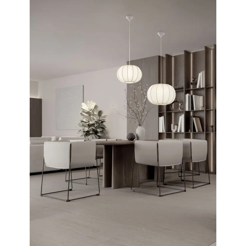 Lampa wisząca japandi z białym kloszem Fujisaki 40cm