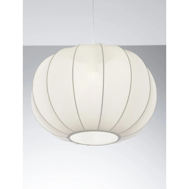 Lampa wisząca japandi z białym kloszem Fujisaki 50cm