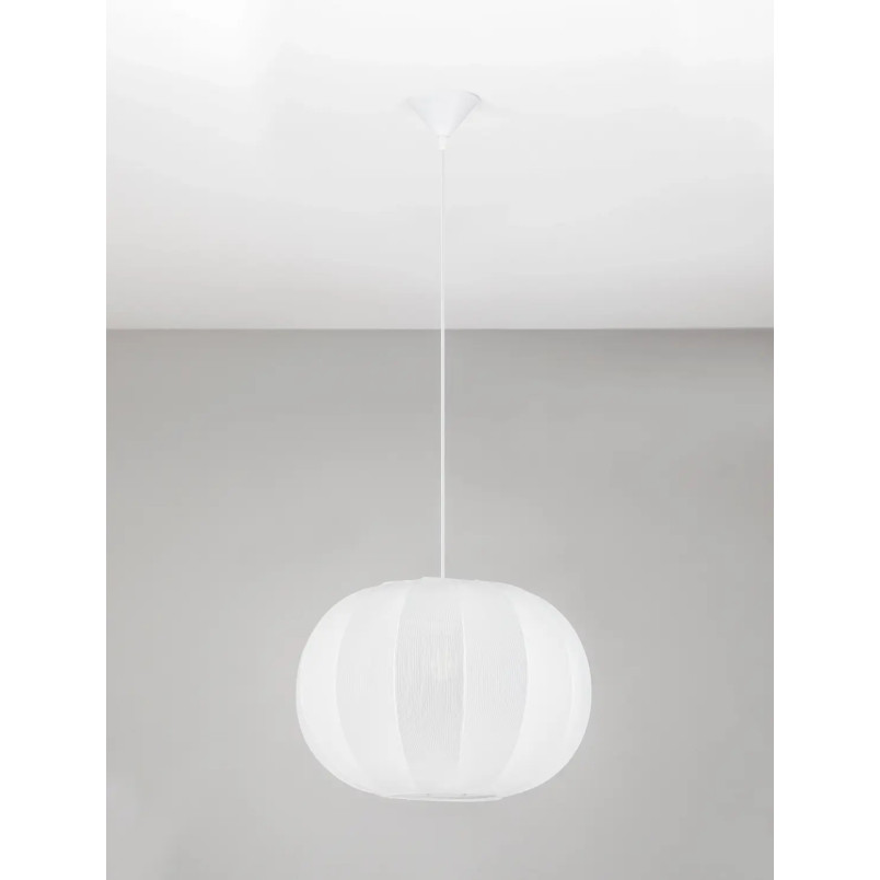 Lampa wisząca japandi z białym kloszem Fujisaki 50cm