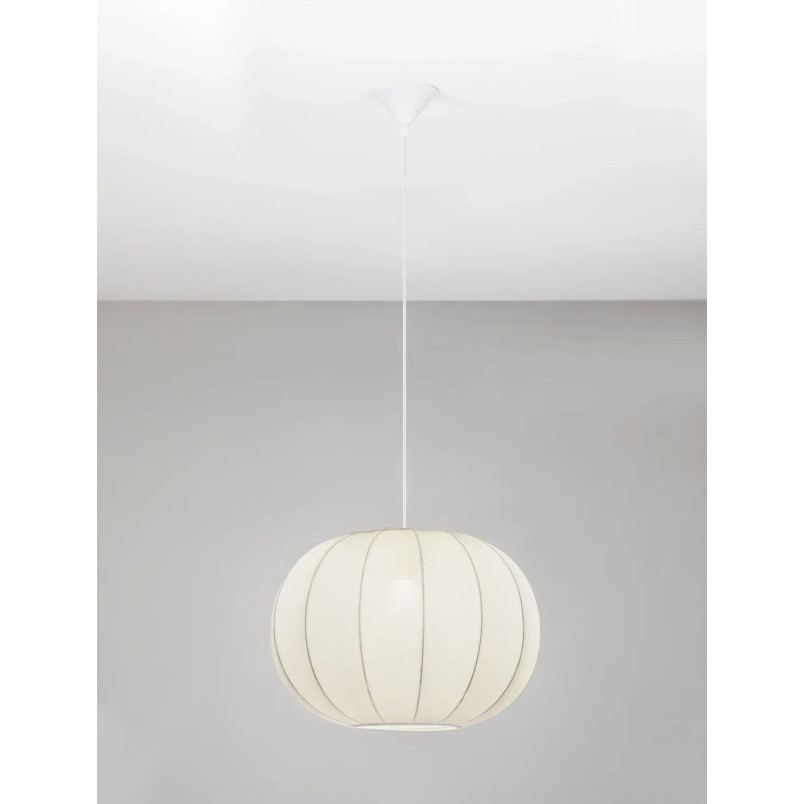 Lampa wisząca japandi z białym kloszem Fujisaki 50cm