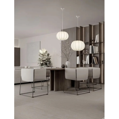 Lampa wisząca japandi z białym kloszem Fujisaki 50cm
