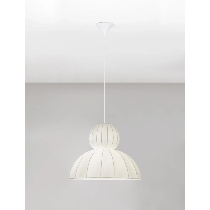 Lampa wisząca japandi z białym kloszem Fujisaki II 50,5cm