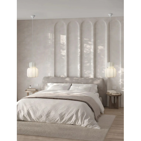 Lampa wisząca japandi z białym kloszem Fujisaki II 28cm