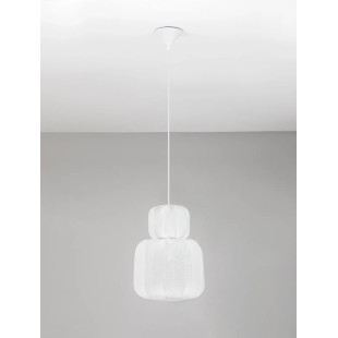 Lampa wisząca japandi z białym kloszem Fujisaki II 28cm