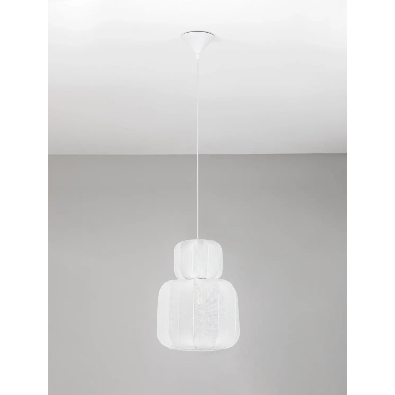 Lampa wisząca japandi z białym kloszem Fujisaki II 28cm