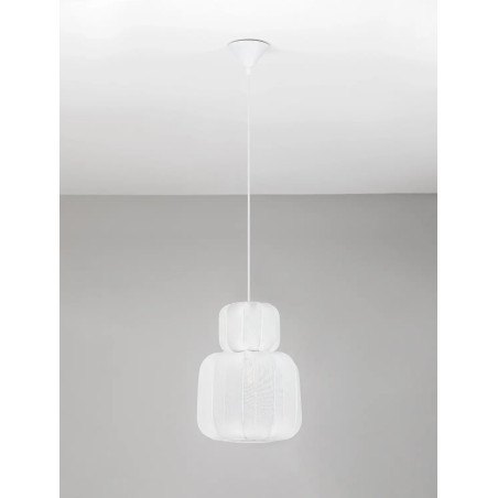 Lampa wisząca japandi z białym kloszem Fujisaki II 28cm