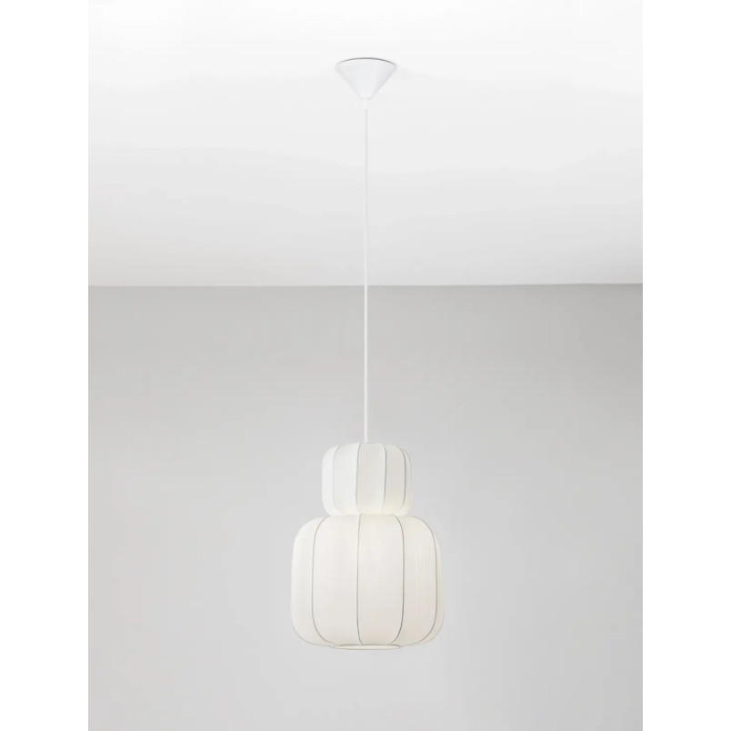 Lampa wisząca japandi z białym kloszem Fujisaki II 28cm