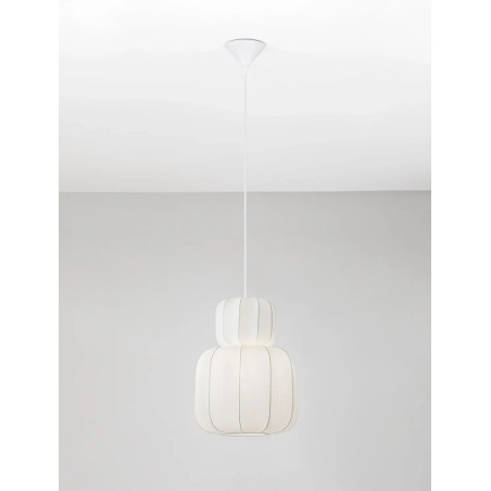 Lampa wisząca japandi z białym kloszem Fujisaki II 28cm