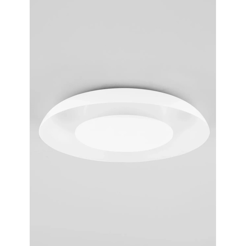 Plafon modern z płaskim kloszem Supino 40cm LED 27000-4000K biały