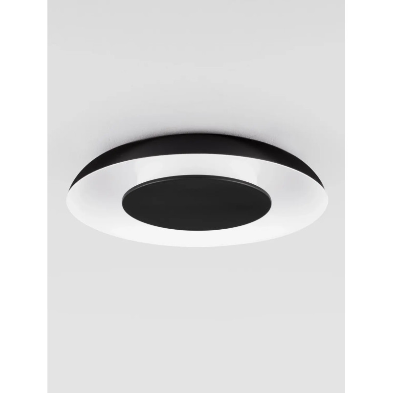 Plafon modern z płaskim kloszem Supino 40cm LED 27000-4000K czarno-biały
