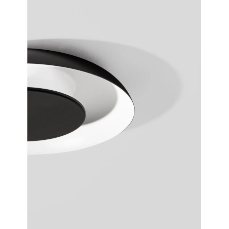 Plafon modern z płaskim kloszem Supino 40cm LED 27000-4000K czarno-biały