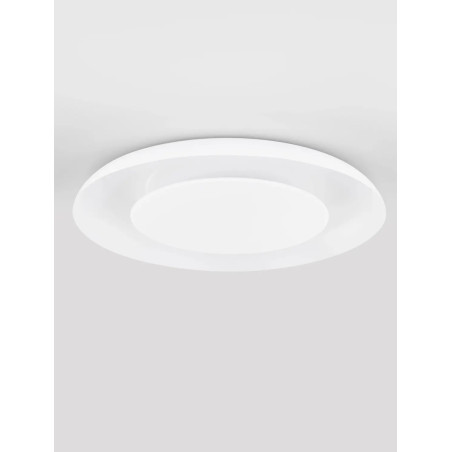 Plafon modern z płaskim kloszem Supino 60cm LED 27000-4000K biały