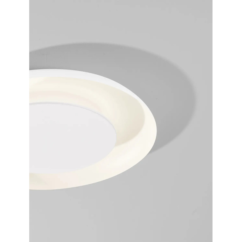 Plafon modern z płaskim kloszem Supino 60cm LED 27000-4000K biały