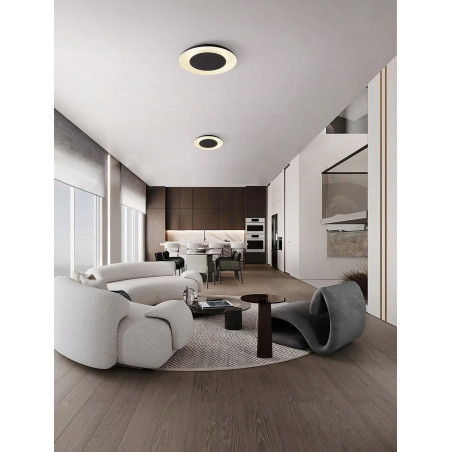 Plafon modern z płaskim kloszem Supino 60cm LED 27000-4000K czarno-biały
