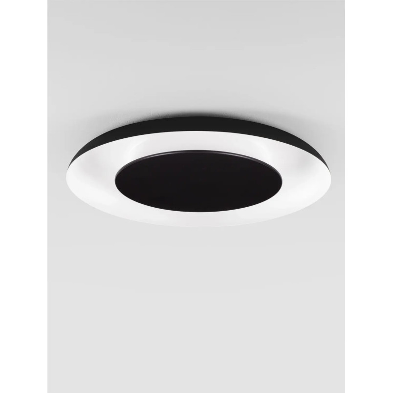 Plafon modern z płaskim kloszem Supino 60cm LED 27000-4000K czarno-biały