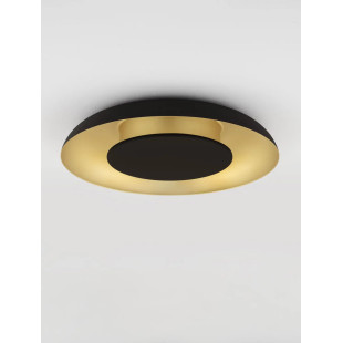 Plafon modern z płaskim kloszem Supino 40cm LED 27000-4000K czarny / szczotkowane złoto