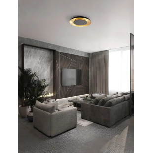 Plafon modern z płaskim kloszem Supino 60cm LED 27000-4000K czarny / szczotkowane złoto