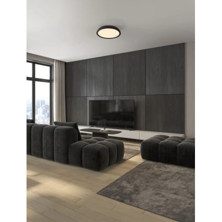 Plafon minimalistyczny ściemniany Fossa 45cm triac LED 3000K czarny