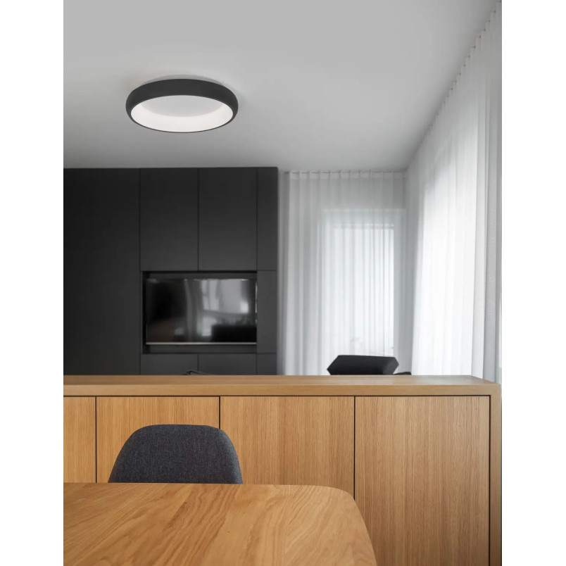 Plafon okrągły ze ściemniaczem triac Calda 41cm LED 3000K czarny
