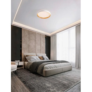 Plafon okrągły ze ściemniaczem i regulowaną barwą światła Abetone 40cm LED 2700/3000K biały / kolor drewna