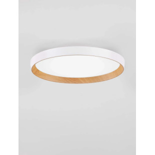 Plafon okrągły ze ściemniaczem i regulowaną barwą światła Abetone 40cm LED 2700/3000K biały / kolor drewna