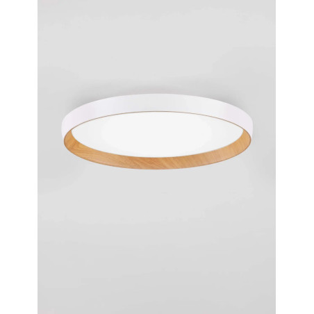Plafon okrągły ze ściemniaczem i regulowaną barwą światła Abetone 40cm LED 2700/3000K biały / kolor drewna