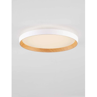 Plafon okrągły ze ściemniaczem i regulowaną barwą światła Abetone 40cm LED 2700/3000K biały / kolor drewna