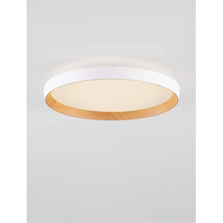 Plafon okrągły ze ściemniaczem i regulowaną barwą światła Abetone 40cm LED 2700/3000K biały / kolor drewna