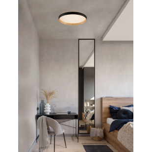 Plafon okrągły ze ściemniaczem i regulowaną barwą światła Abetone 40cm LED 2700/3000K czarny / kolor drewna