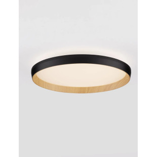 Plafon okrągły ze ściemniaczem i regulowaną barwą światła Abetone 40cm LED 2700/3000K czarny / kolor drewna