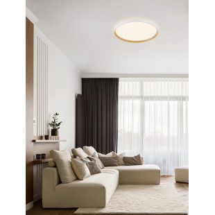 Plafon okrągły ze ściemniaczem i regulowaną barwą światła Abetone 60cm LED 2700/3000K biały / kolor drewna
